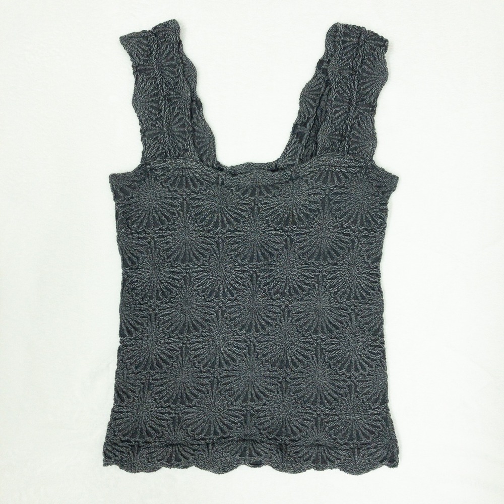 Intimately Free People Love Letter Cami Tank Top Womens M/L Gray Knit Scalloped